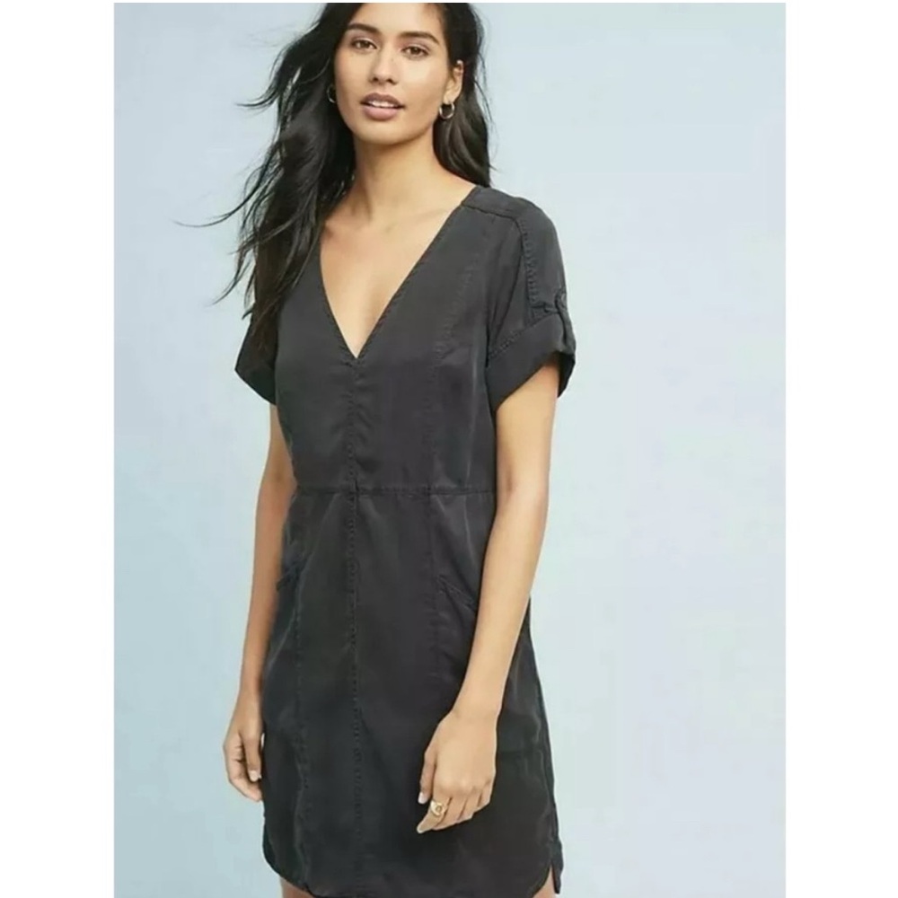 Anthropologie Pilcro & The Letterpress Charcoal V-Neck T Shirt Dress Size S